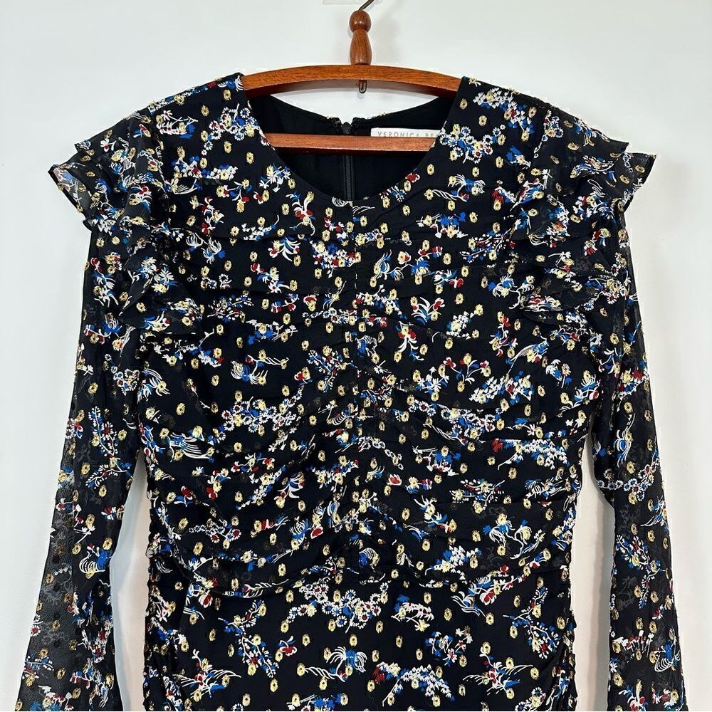 Veronica Beard Parc Printed Silk Blend Dress Size 8 - Picture 4 of 11